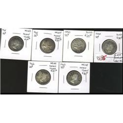 Nice lot of 6 attractively toned coins;