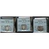 1953 SF, 1956, 1964, three coins graded
