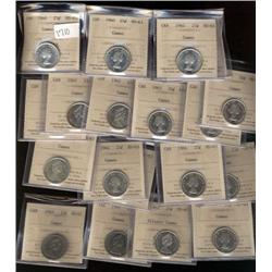 Large lot of twenty one ICCS MS63 CAMEO