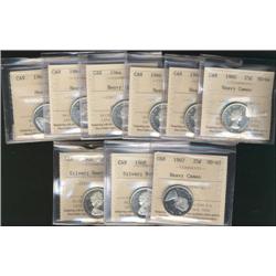 Lot of ten ICCS  HEAVY CAMEO graded coi