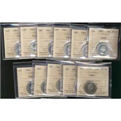 Lot of eleven ICCS MS64 CAMEO graded co