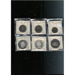 Lot of 6 ICCS Specimen  graded coins.