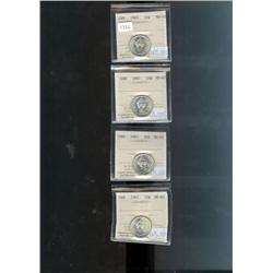 Lot of 4 pieces; all 1967 ICCS MS-65PQ 