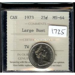 1973 Large Bust ICCS MS64, well struck 