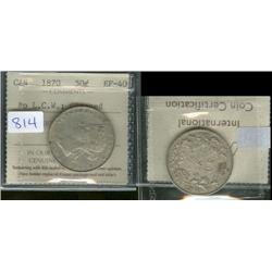 1870 No LCW  ICCS EF40. Rare this nice.