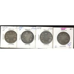 1871, 1871H, 1881H, 1898.  Lot of 4 Vic