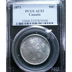 1871  PCGS AU53  brilliant with some ni