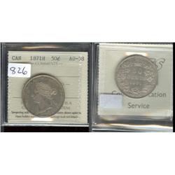 1871H  ICCS AU58PQ.  Lovely toning over