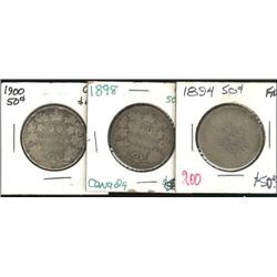 1894 Fair-2, 1898 G-6, 1900 G-4.  Three