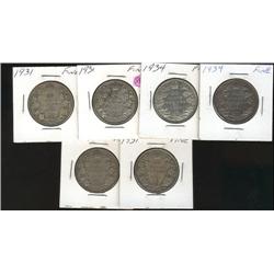 1931  x 4, 1934 x 2.  A nice lot of sem