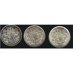 1940, 1942, 1946, a nice lot of 3 coins