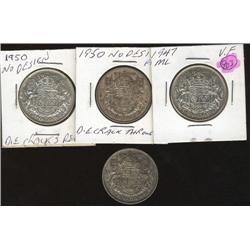 1947 MLCL, 1950 No Design x 3.  Lot of 