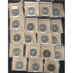 Large lot of nineteen ICCS MS64 graded 