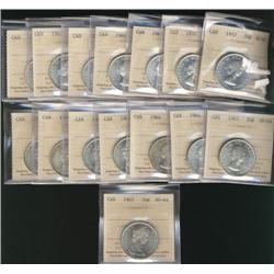 Large lot of sixteen ICCS MS64 graded c