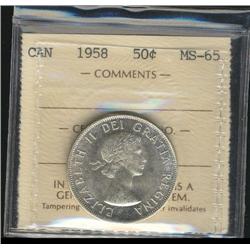 1958  ICCS MS65PQ; very light tone over