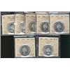Lot of seven ICCS MS64 CAMEO graded coi