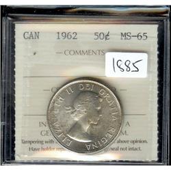 1962 ICCS MS65PQ, lovely toning over fu