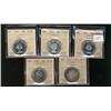 Lot of five ICCS PL65 CAMEO graded coin