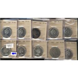 Large lot of ten ICCS Proof-like graded