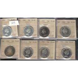 Lot of eight ICCS PL65 CAMEO graded coi