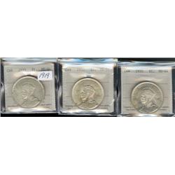 1935 ICCS MS64, lot of three pieces, so