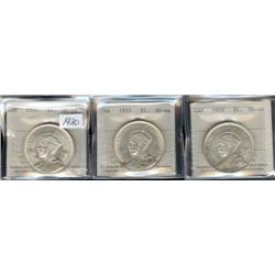 1935 ICCS MS64, lot of three pieces, so