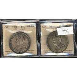 1935, 1936  both coins are ICCS graded 