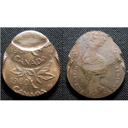 MINT ERROR, 1 cent 1980 Brockage error