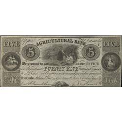 The Agricultural Bank  1835  $5  Twent