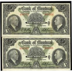 A nice pair of  $5 from the Bank of Mon