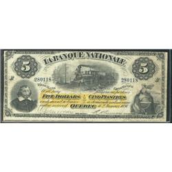 La Banque Nationale    1897  $5  with 
