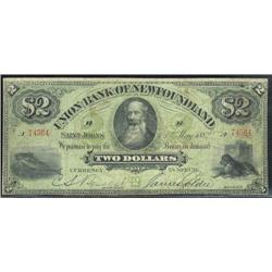 Union Bank of Newfoundland, $2  1882  C