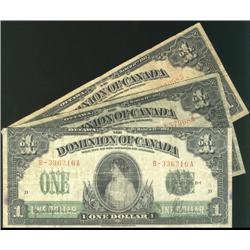 Lot of three different 1917 $1 notes. I
