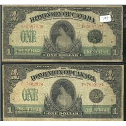 Lot of two different 1917 $1 notes. Inc