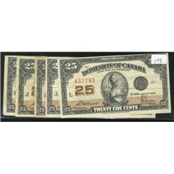 Lot of 5 shinplasters dated 1923 with d