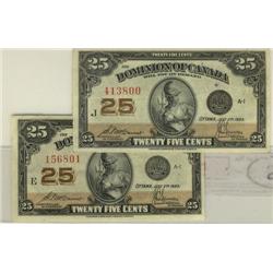 Lot of 2 x 1923 shinplasters.  Both are