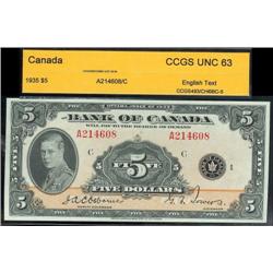 BC-5  1935  $5  A214608  English text 
