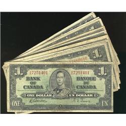 Lot of nineteen  1937 $1 notes with  Go
