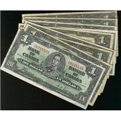 Lot of ten 1937 $1 notes with  Gordon a