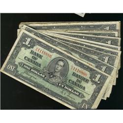 Lot of eleven 1937 $1 notes with  Coyne