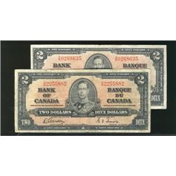 Lot of two 1937 $2 notes BC-22b with th