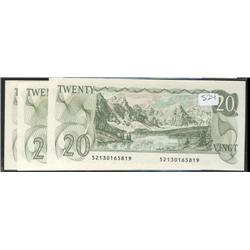 Lot of three sequential 1979  $20 notes