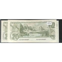 Lot of four sequential 1979  $20 notes.