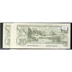 Lot of four sequential 1979  $20 notes.