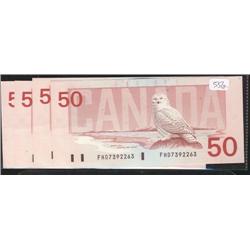 Lot of four sequential 1988  $50 notes.