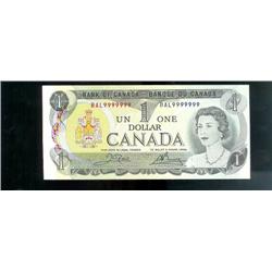 One digit SOLID numbered RADAR note 