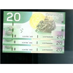 Three consecutive numbered notes with 