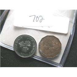 Lot of two RCM TEST TOKENS. 1965 1 ce