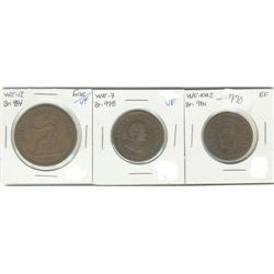 Lot of three Wellington tokens includin