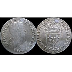 FRANCE  1/2 Ecu  1653C   CCCS VF-30, a 